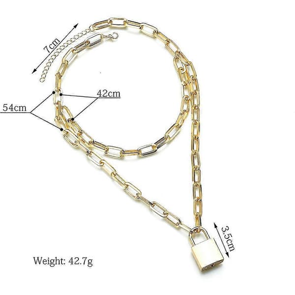 Dubbla Lager Låskedja Halsband Kvinnor (Silver)