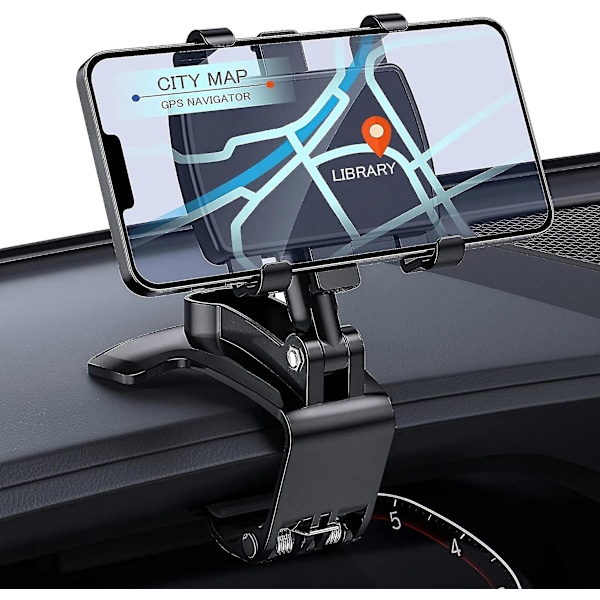 Biltelefonholderfeste for dashbord, universell 360 roterbar telefonbilklipsfeste for 4\"-7\" smarttelefoner