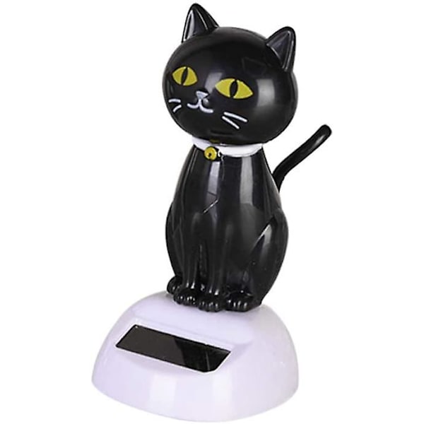 Solcelledansende legetøj Bobble Head legetøj Sort kat Dyr dansende figur legetøj Bil instrumentbræt indretning