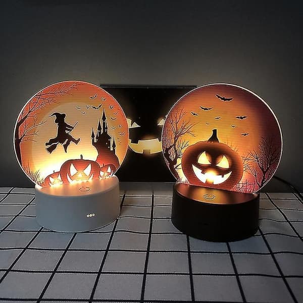 Halloween LED Gresskar Flaggermus Nattlys Dekor, 1 Stykke, Oransje