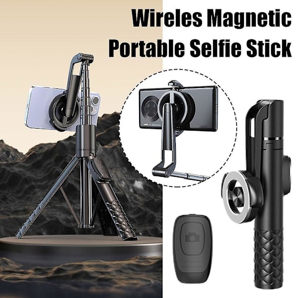 3 i 1 Udtrækkelig Selfie Stick Bærbar Telefonholder Stativ med Trådløs Remot（Som vist）