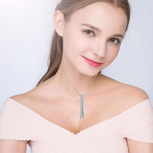 Ångest Halsband Mindfulness Andnings Halsband Rostfritt Stål Anapana Andnings Halsband För Kvinnor Stress Relief Meditationsverktyg（KINA，Svart）