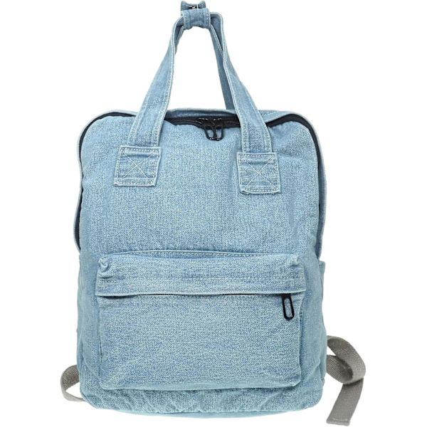 Denim-reppu, rento tyyli, kevyt farkkureppu, klassinen retro-matkapäiväreppu - vaaleansininen