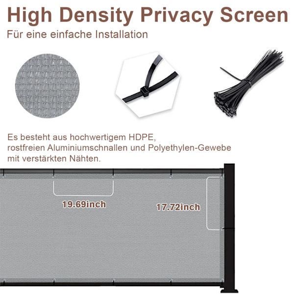 Balkongskjerm, polyester vindskjermnett for hage med UV-beskyttelse, 0,9×4m
