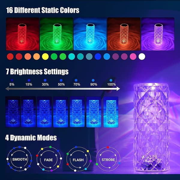 Touch Crystal Lampe - RGB Natlampe til Stue
