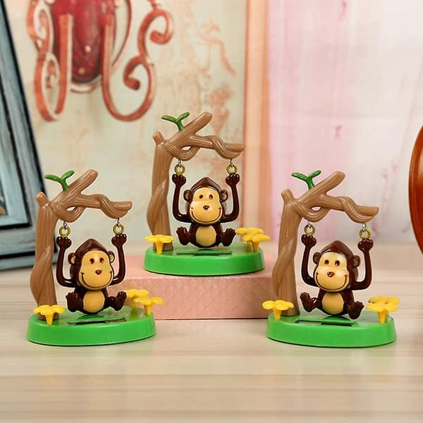 2 st Solar Monkey Bobble Head Dansande Leksak Figur Staty Bil Instrumentbräda Dekorationer Prydnader