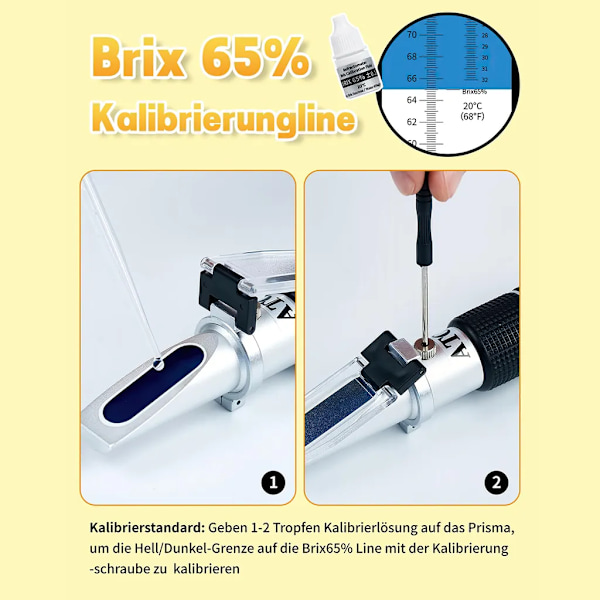 0-90% Brix refraktometer med ATC, dobbelt skala – specifik tyngdekraft og Brix, til måling af sukkerindhold i frugt, honning, ahornsirup