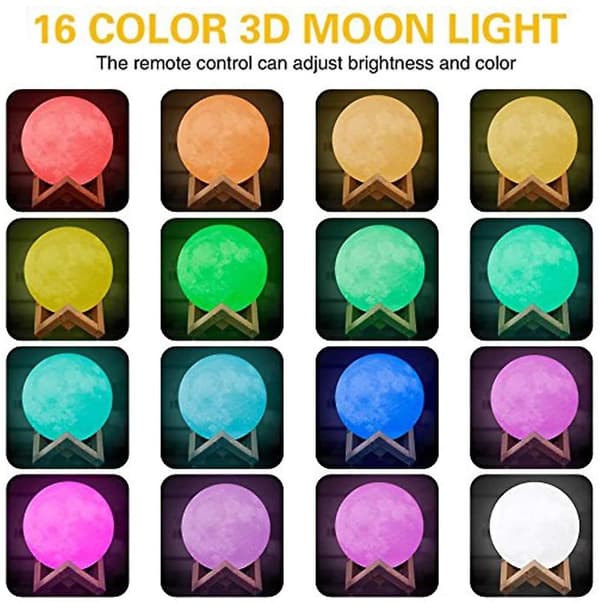 3D Fuld Måne Lampe 5,9 Tommer, LED Lunar Måne Nattelys Moderne Lampe