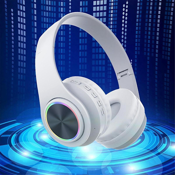 Bluetooth-hodetelefoner, intelligent trådløs Bluetooth-headset HiFi Stereo Foldable Headset for Home Office White（White）