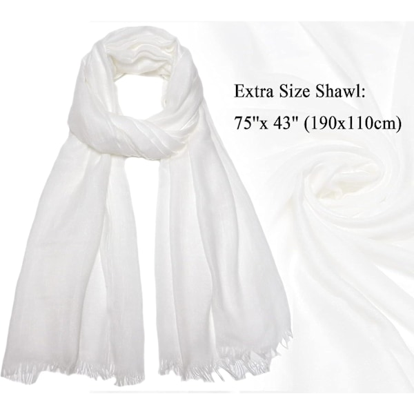 Kvinners sommer skjerf lett stort langt gasbind sjal lin strand wrap vanlig 7543