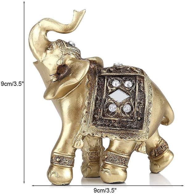Elefantstatue, gull elegant elefant smykker formue heldig elefantstatue med snabel hevet hjem