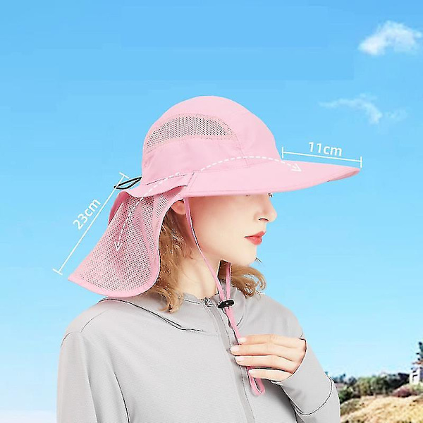 Solhatt, Herr, Dam, UPF 50+ Utomhus UV Sommarkeps med Nackskydd, Vandring, Fiskehatt, Strand Vikbar（Rosa）