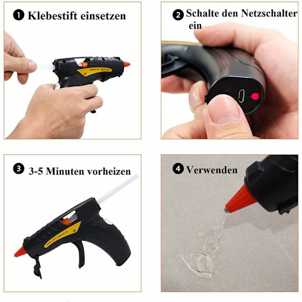 Varmlimspistol - Trådlös USB-limpistol värms upp i 2,5-5 timmar - för skola, gör-det-själv, hantverk