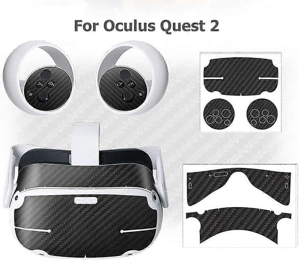 VR-headset och kontroll-dekaler för Oculus Quest 2 tillbehör (Kol Svart)