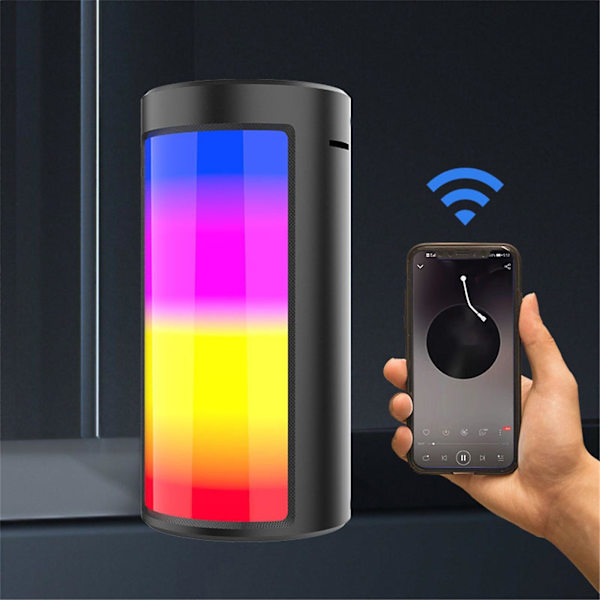 Langattomat Bluetooth-kaiuttimet, joissa on LED RGB -valot ja 4 rytmitystilaa (musta)