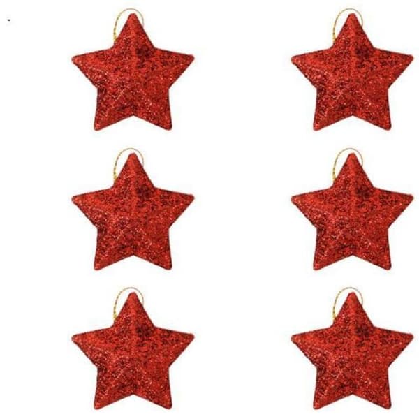 100 mini stjerner til juletræspynt, julepynt, DIY julefestartikler (rød)