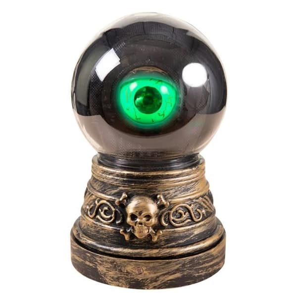 Halloween-automat – Liten klovn – Krystallkuleøye – Lyd, lys, animert – 20 cm