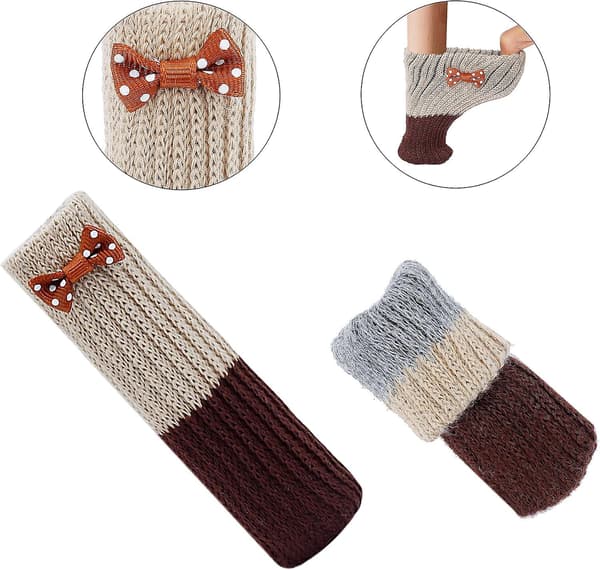 Möbelstrumpor Stickade Ull 32PCS Stolsdynor Benkuddar Skydd Icke-Halk Möbelkuddar Bordhattar Möbelfötter Skydd för Anti Scratch
