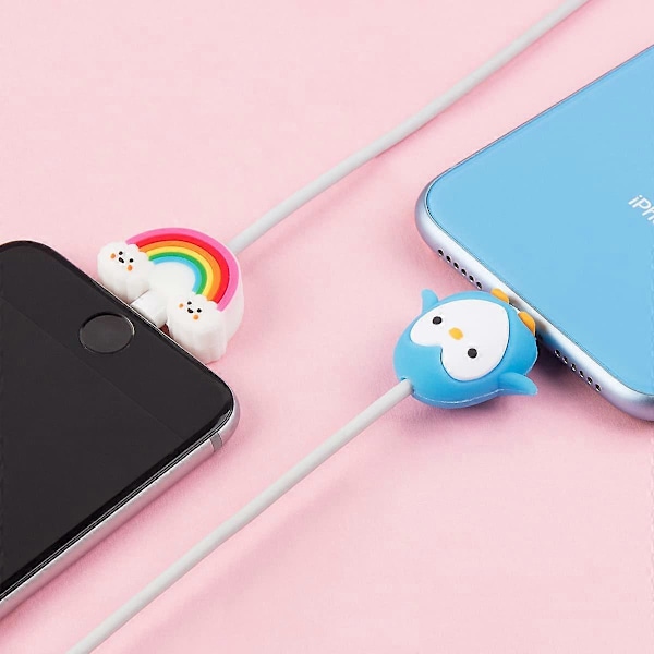 Söt Kabelskydd för iPhone-kabel, 5 st Djur Laddare Skydd, USB Laddare Sladdskydd, Kabelskydd
