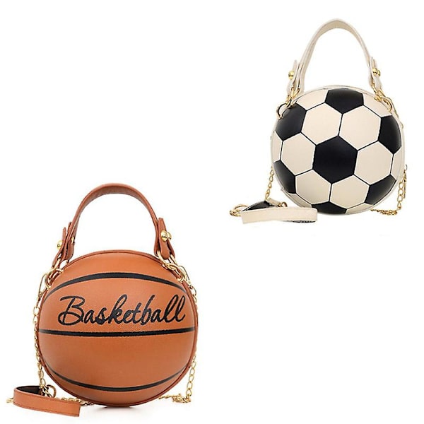 Bold håndtaske Personlighed Dame Læder Fodbold Basketball Taske Bold Punge（FODBOLD）