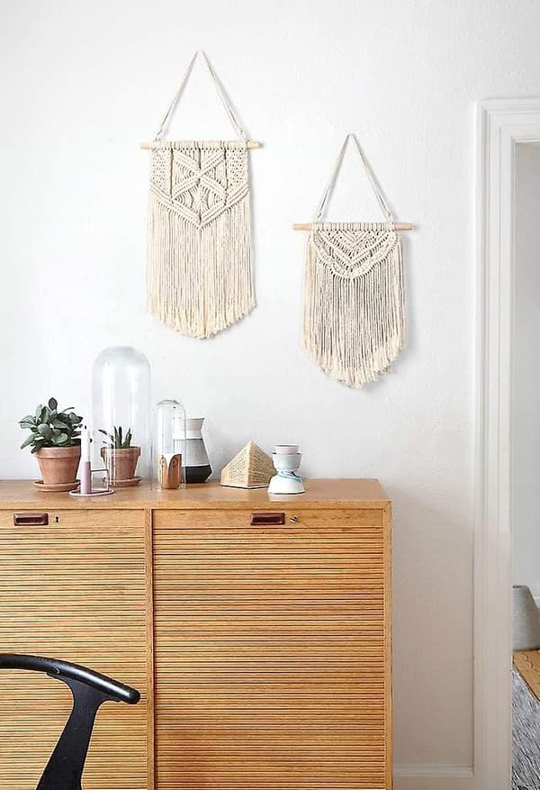 2 kpl Makramee seinävaate taidetta kudottu seinäkoriste Boho koti chic sisustus
