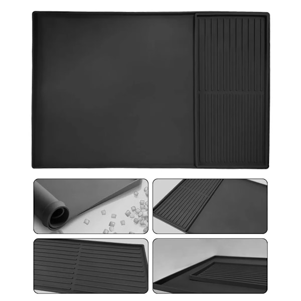 Silikonunderlägg för kaffemaskin med upphöjd kant, kaffebarsmatta för bänkskivor, kaffebarstillbehör, 61*40,5*1,1cm