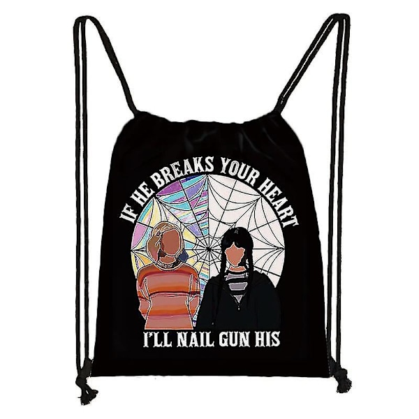 Wednesday Addams Rygsæk Nevermore Academy Snøreposer Dame Opbevaringsposer Gotiske Piger Skuldertaske Til Rejser Sko Holder（skdwesdens20cw）