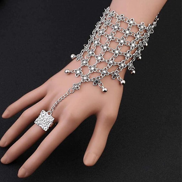Sølv Finger Ring Armbånd Dainty Håndkæde Armbånd Smykke Gave Til Kvinder Og Piger