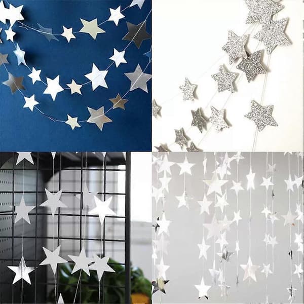 Stjernegirlander 4 m papir gullstjerne til fest juletema lettvekt 5 cm Mirror Red