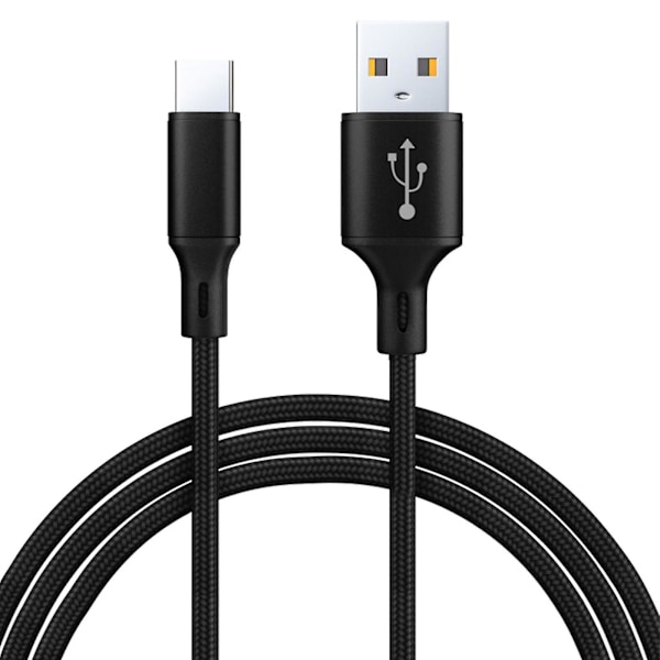 Synkroniseringsdatakabel for smarttelefon og nettbrett, flettet nylon Type-C-ladekabel – 1 m – svart