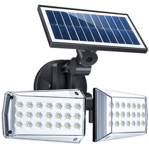 2-hodet LED-sikkerhetslys Bevegelsessensor utendørs justerbar 20W, IP65, utendørs spotlight Vanntett solcellegatelys for en garasje, hage