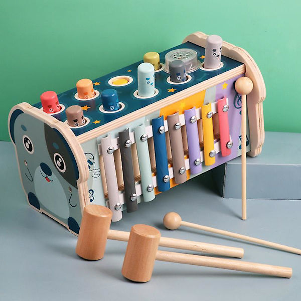 Trähammare Pounding Toy, Pedagogiska Pinnar Pound Maze Pussel Nummer Sorterare Musikleksak Med Xylofon, Hamrar, Klubbor, Present Till Pojkar Och Flickor
