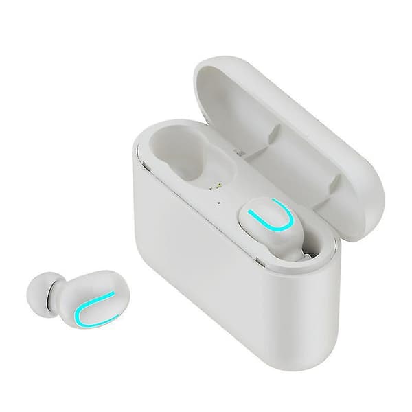 Bluetooth-headset med digital display trådlös True Stereo osynlig i-örat (vit)