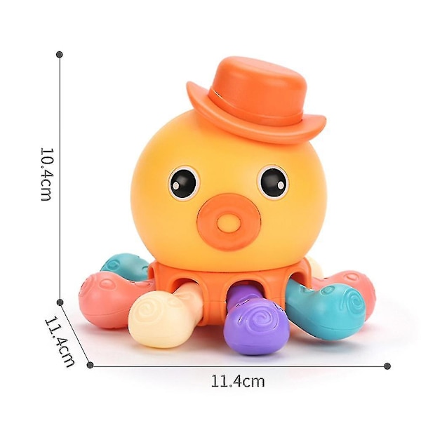 Rolig tecknad bläckfisk för barn, roterande, gripande, pressande och ljudande upplysningsbläckfiskleksak (orange färg)