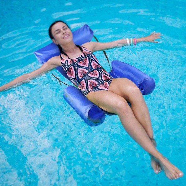 Orange uppblåsbar poolhängmatta, flytande hängmatta, luftmadrassboj, poolhängmatta fåtölj bärbar flytande stol för pool,