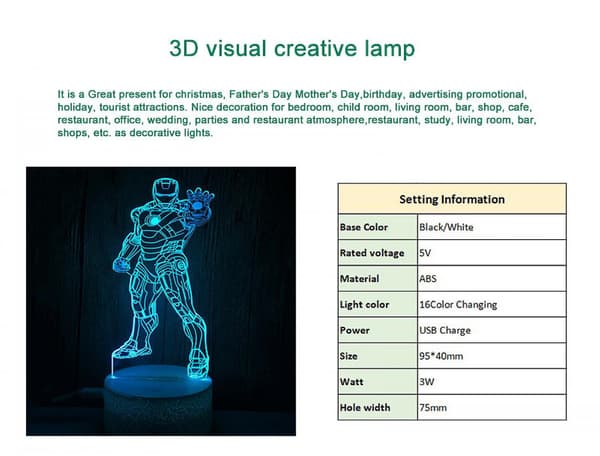 3D Illusion Lampe Anime Karakter 3D LED Natlys