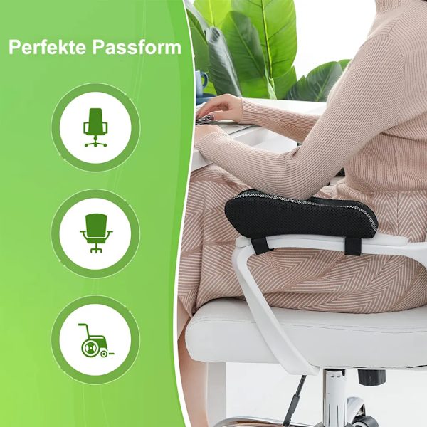 2 kpl ergonomista käsinojatukea, muistivaahtokäsivarsipehmusteet, musta/harmaa