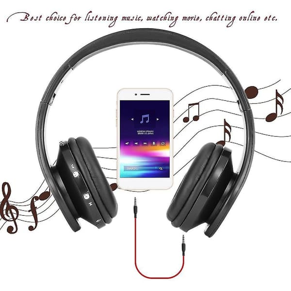Foldbar trådløs stereo Bluetooth-headset med mikrofon for iPhone, mobiltelefon, PC og bærbar PC