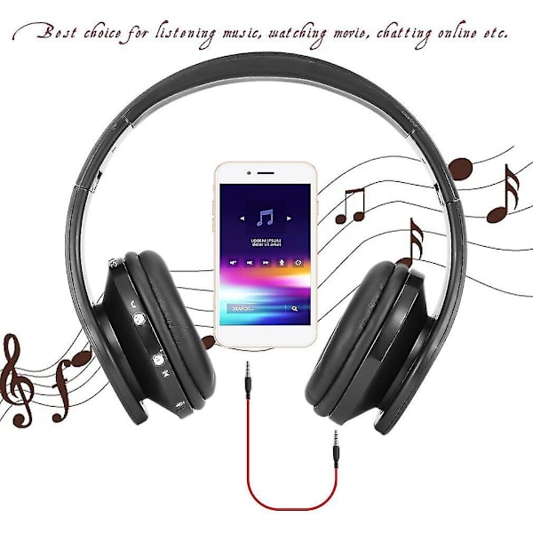 Hopfällbart trådlöst stereo Bluetooth-headset med mikrofon för iPhone, mobiltelefon, PC, bärbar dator