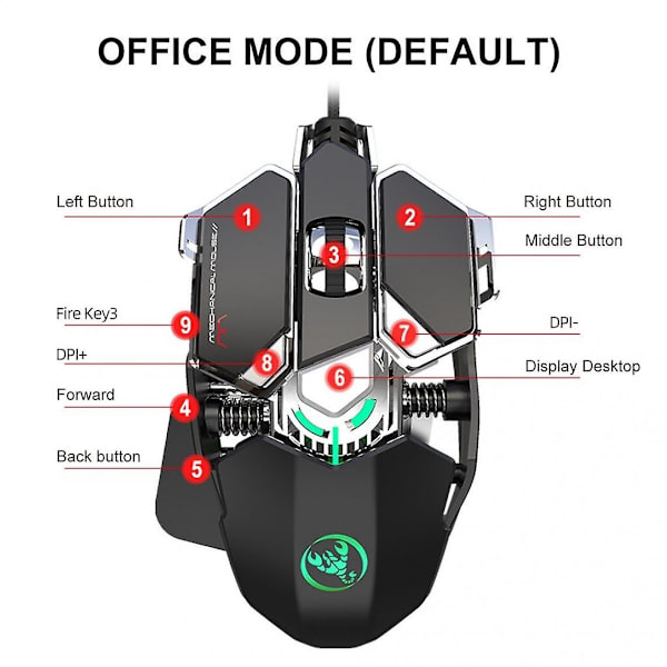 Spil Mekanisk Defineret USB Kablet 6400 Dpi Justerbar Pc Gaming Mus 9 Knapper Programmering Super Mus Ergonomi | Mus