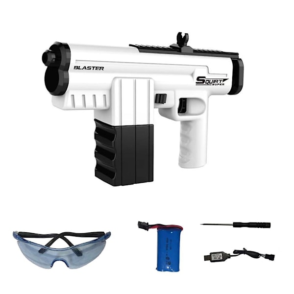 Elektrisk vattenpistol Uppladdningsbar Automatisk Spruta Pistoler Blaster Vatten Pool Leksak（Uppladdningsbar vit p）