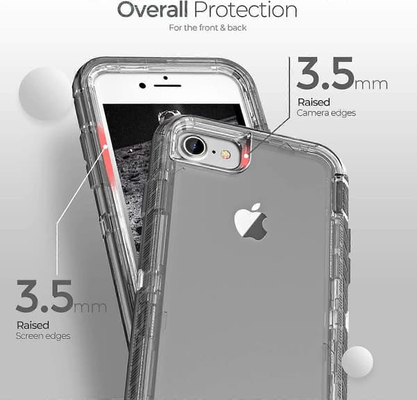 Fodral Kompatibelt med iPhone 7 Plus, Kompatibelt med iPhone 8 Plus, Robust Stötsäkert Anti-Fall Transparent Skal Kristallgrå -
