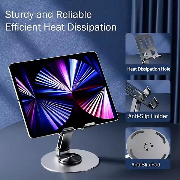 360 Rotation Tablet Holder För iPad Holder Tablet Stativ Mount Justerbar（Svart）