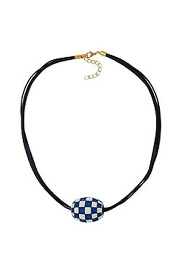 Halsband Oliv Elfenben-blå & Guld 50cm - Gl06021