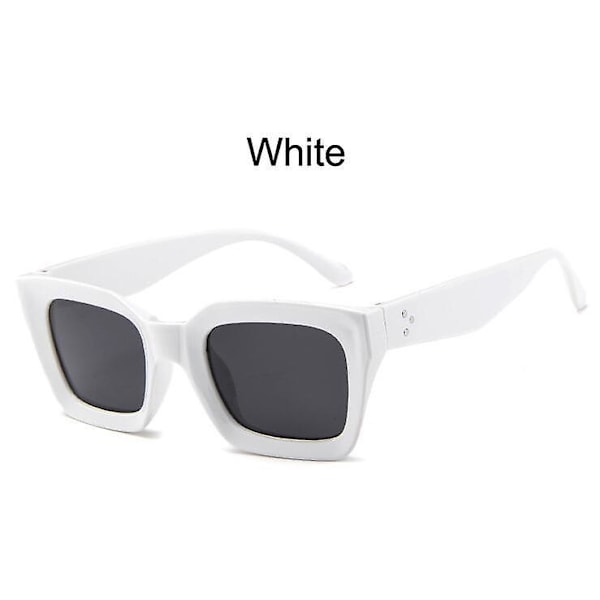Sunglasses women fashion tops rectangle sunglasses womens new vintage sunglasses female retro classic goggles（Other，White）