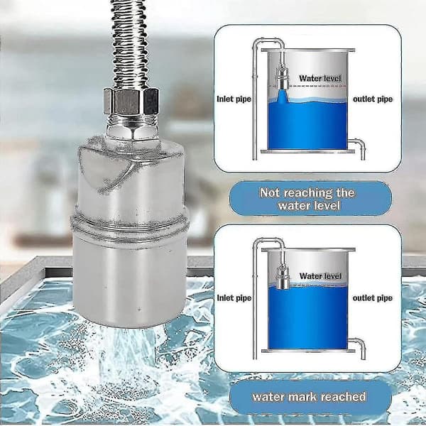 Automatisk vandstandsreguleringsventil 1/2 tomme rustfrit stål flydekugleventil til tank swimmingpool lige-yujia