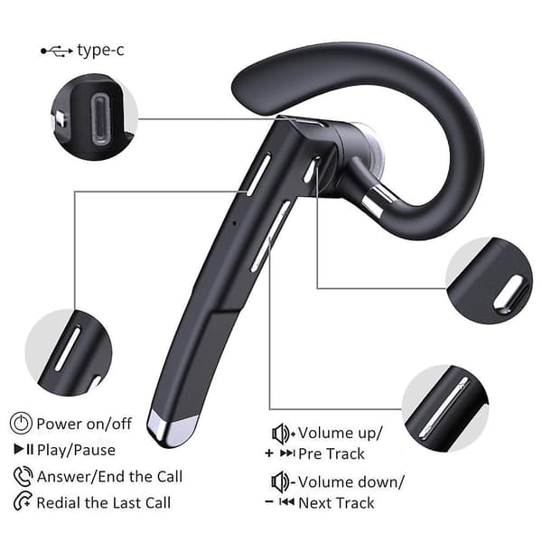 Bluetooth-headset [Opgradering] Aktiv støjreduktion Bluetooth-headset