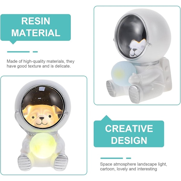 Natlampe 3D Astronaut Kæledyr Hund Holder Måne Bordlampe Børneværelse Dekoration Sengetid Lys Vuggestue Nigh