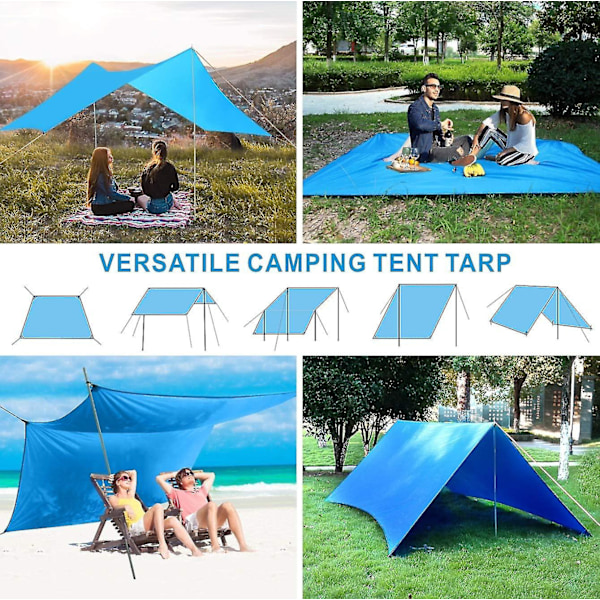 Pxcl Camping Tält Tarp, Vattentät Camping Regnfluga Tarp Utomhus UV-skydd Skydd Fotspår För Utomhus Camping Ryggsäck Vandring Hängmatta (blå)