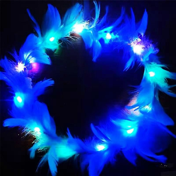 4-pack Blomsterkrans, Fjäderkrans Hårband Luminous med 10 LED-lampor, Ljusa Huvudbonader med Färgväxlande LED-lampor, Bröllop Festivalfest